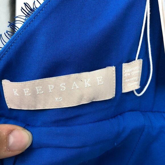 NWT Keepsake The Label  Cobalt Blue Lace Crossed Halter High Roads Dress XS - Picture 5 of 16